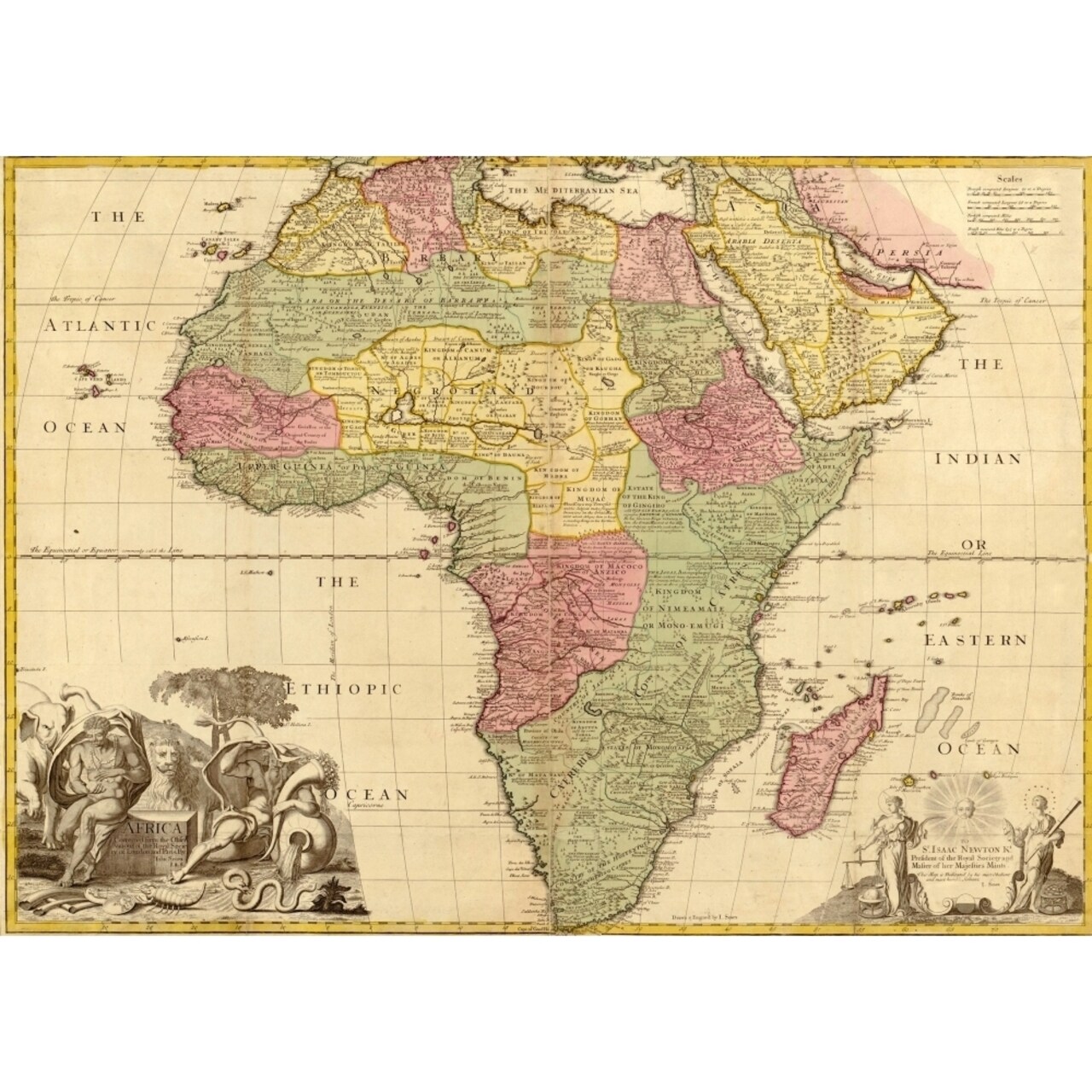 1725 English Map Of Africa Identifying Kingdoms And Within The Large Regions Barbary History